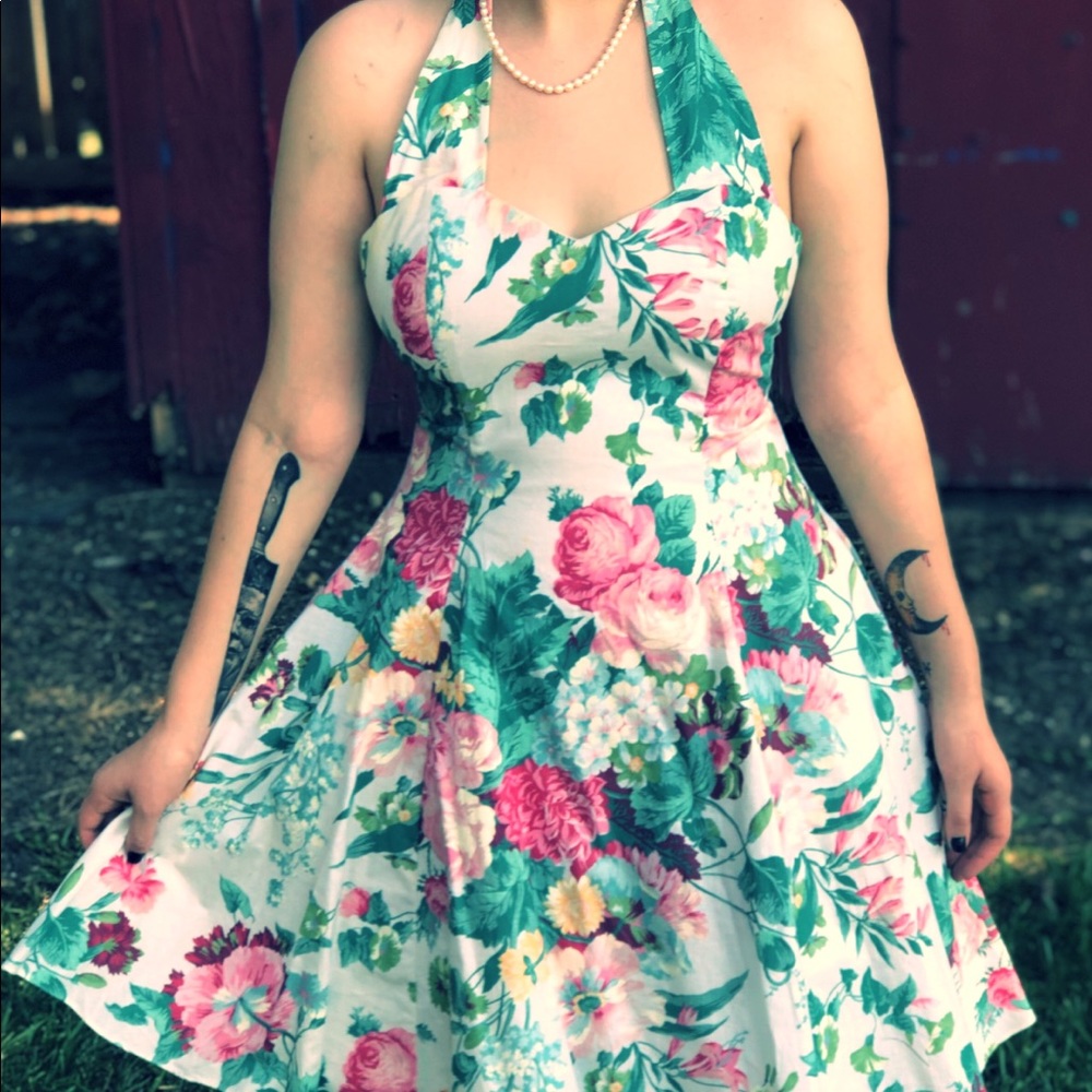 Vintage floral 1950s inspired EXPO dress size 12